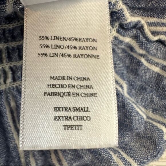 Rails Linen Lita Of The Shoulder Smocked Stripe Top XS - Picture 5 of 7